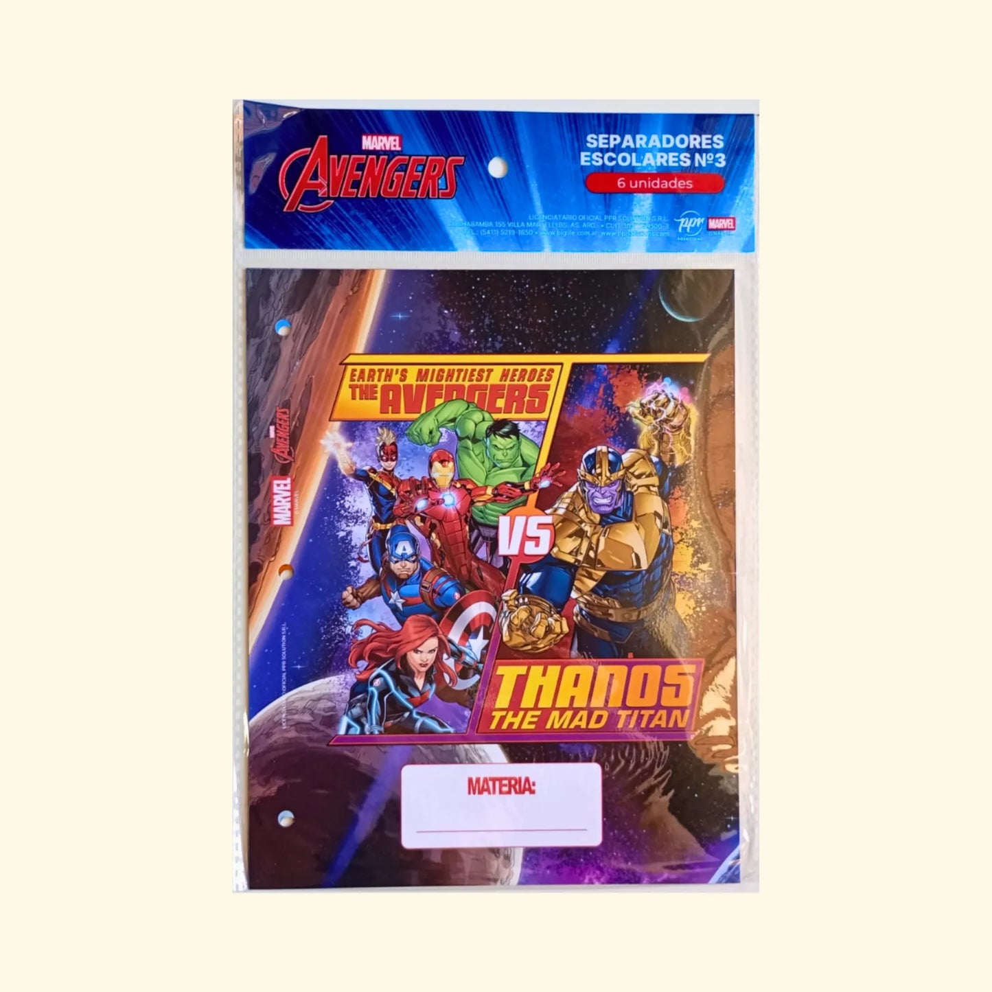 Separadores Avengers N°3 x6 Unidades