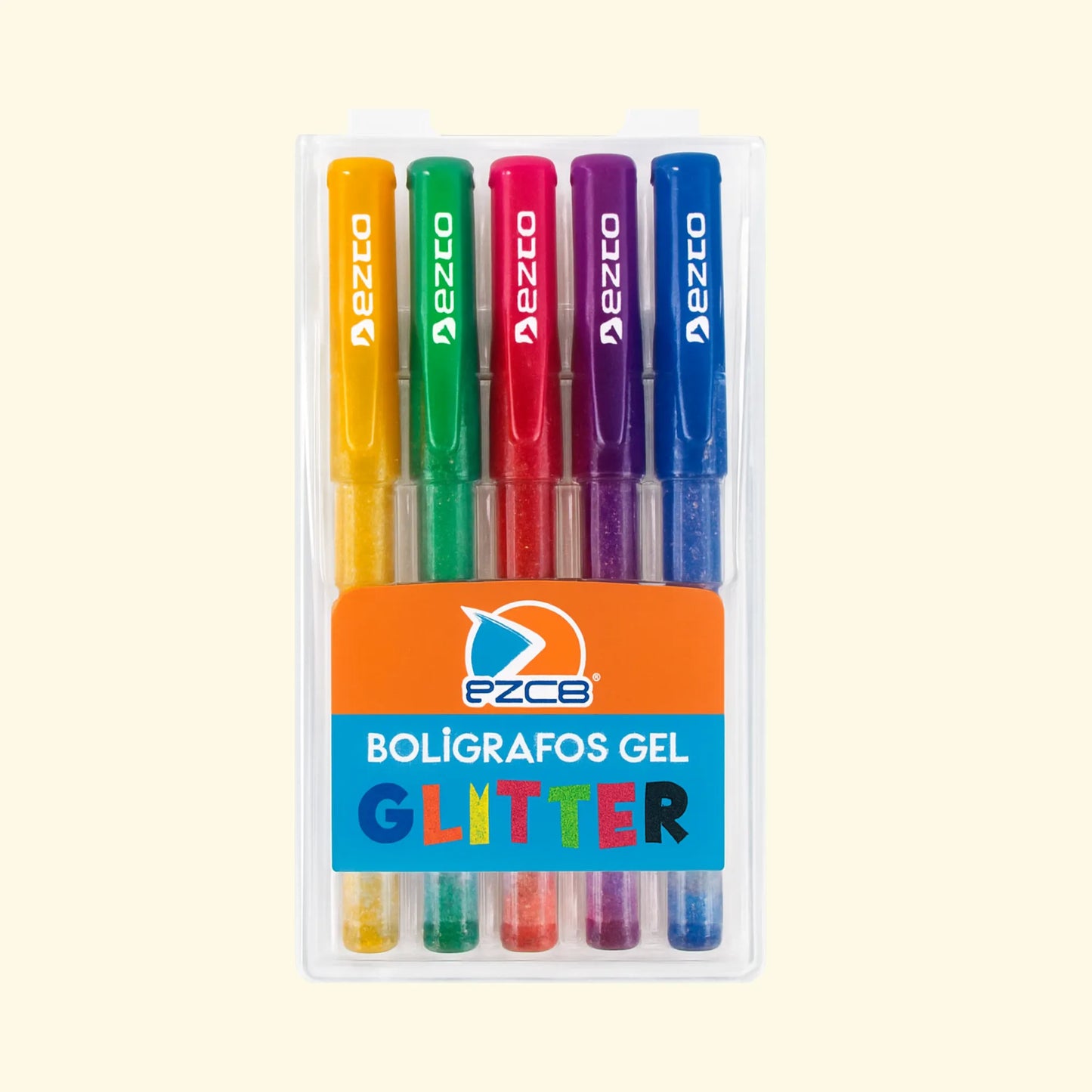 Bolígrafos EZCO Gel Glitter x5