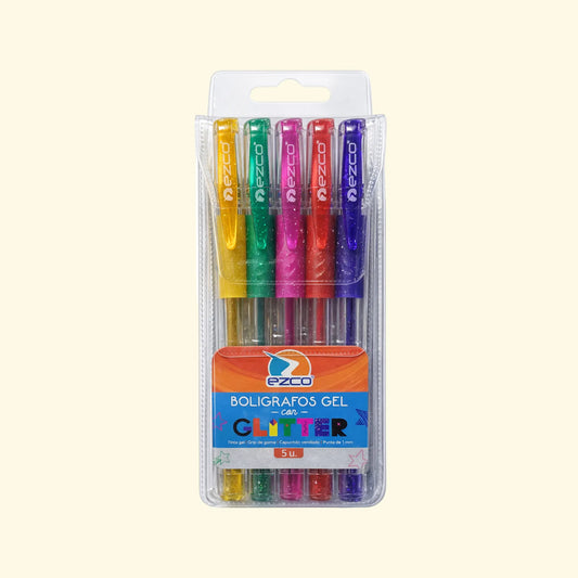Bolígrafos Gel Ezco Glitter x5 – Colores Brillantes