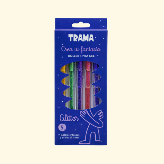 Bolígrafos Gel TRAMA Glitter x5 – Roller Tinta Gel