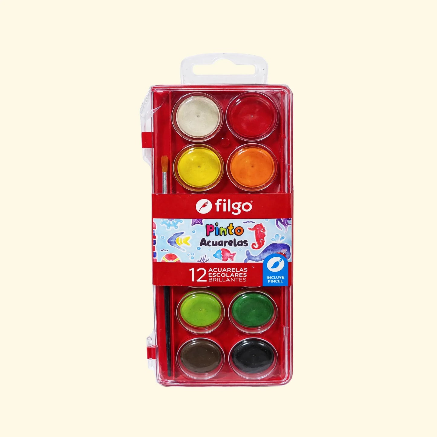 Acuarelas Filgo Pinto x12 con pincel – Estuche plástico