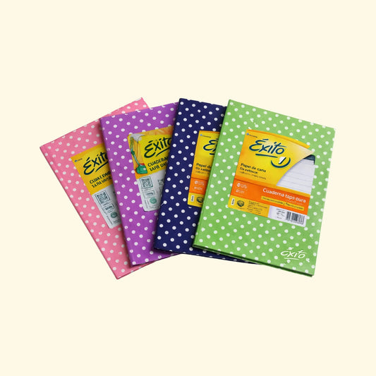 Cuaderno Éxito tapa dura dorado con lunares – 50 hojas