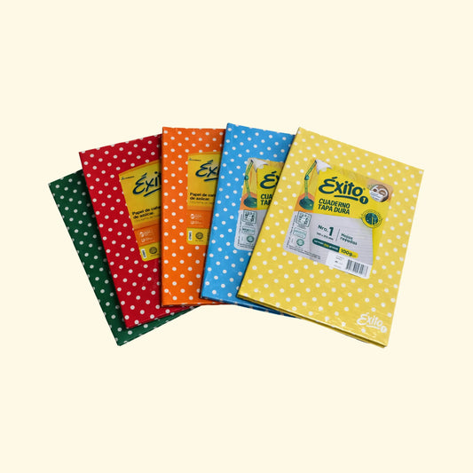Cuaderno Éxito tapa dura dorado con lunares – 50 hojas